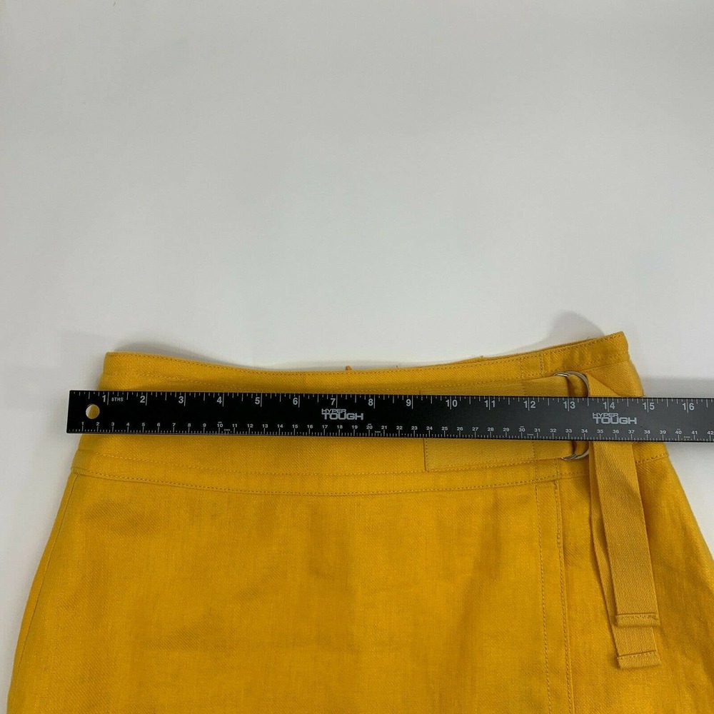 Ann Taylor Skirt Size 4 Faux Wrap Yellow Linen - Picture 10 of 11